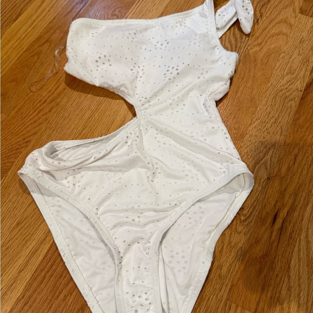 Aqua White  One Piece with Cutout Design
